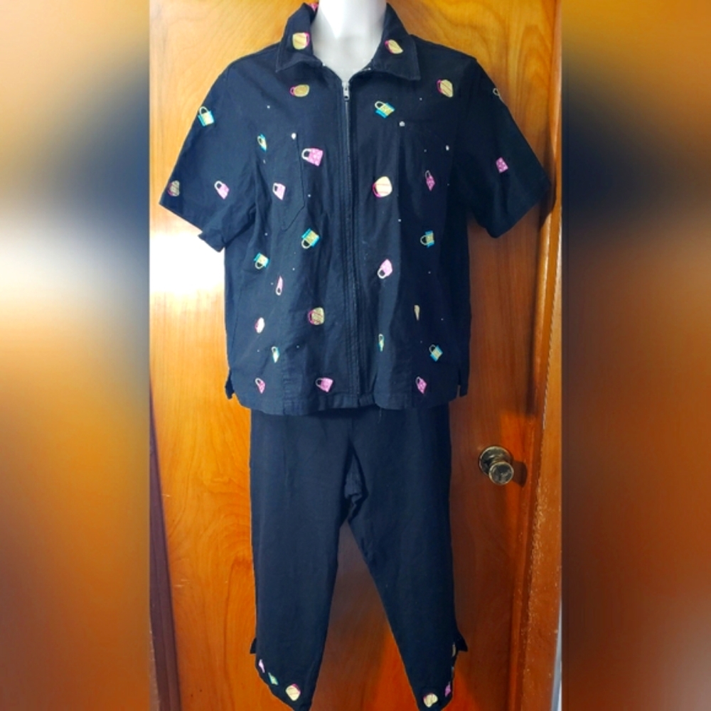 Quacker Factory Linen Blend 2 Pc Set With Shoppin… - image 1